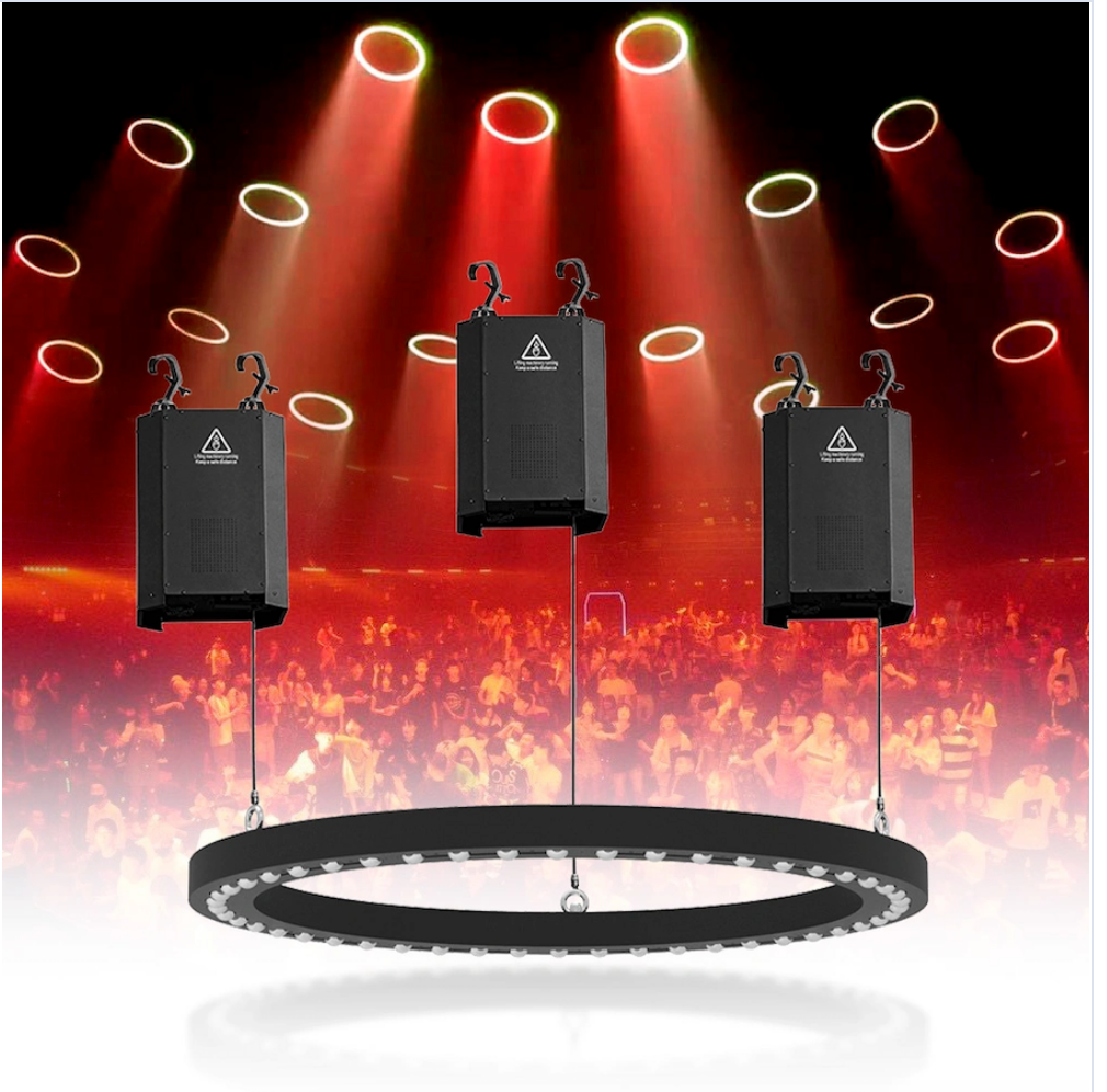 New Arrive 1M 1.2M 1.5M Led Rotating Lifting Light Stage Effect Lights LED Colorful Circle Stage Light Dmx Ring Lifting for Bar Wedding Show 